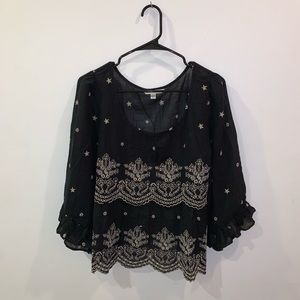 American Eagle Black Peasant Top
